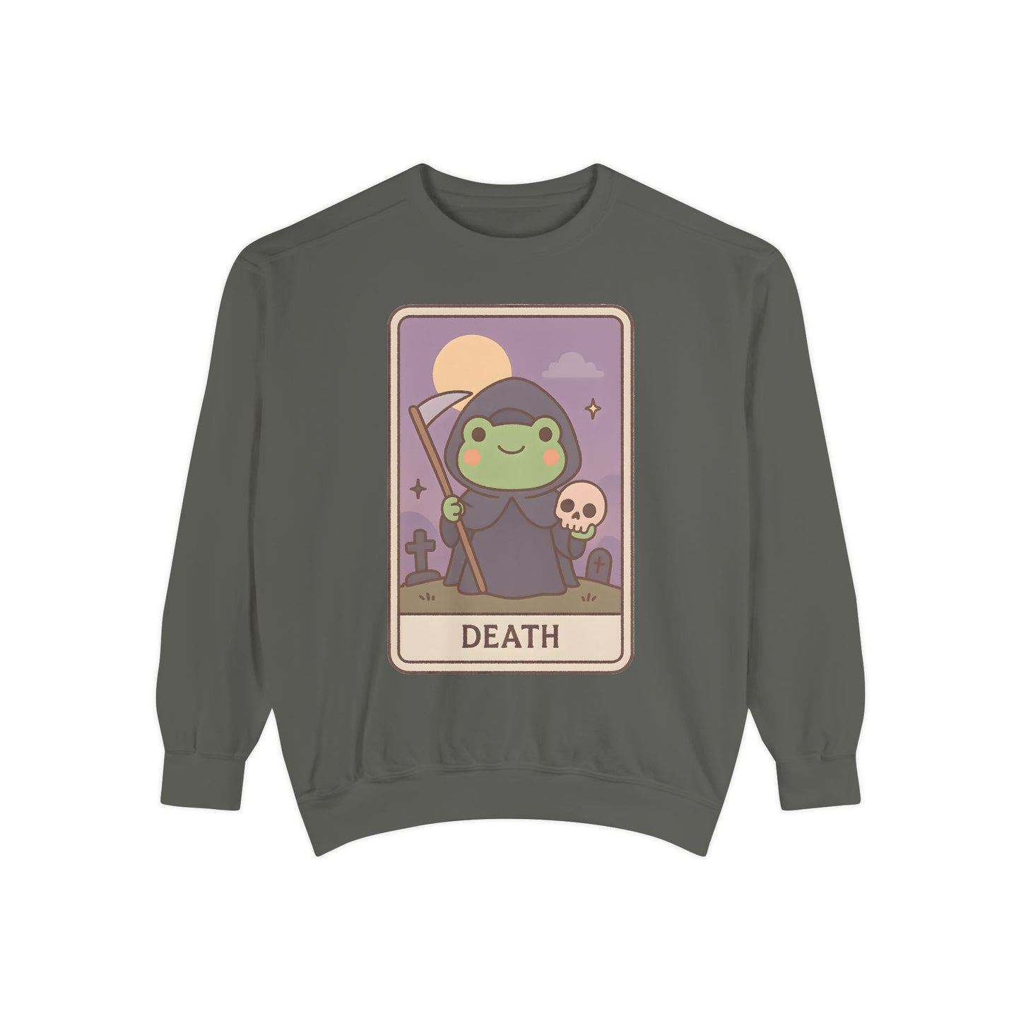 Cozy Tarotoads "Death" Unisex Sweatshirt | Astrology Apparel, Perfect for Halloween, Gift for Friends Family, Great For Frog and Tarot Lovers, Great For Cold Weather