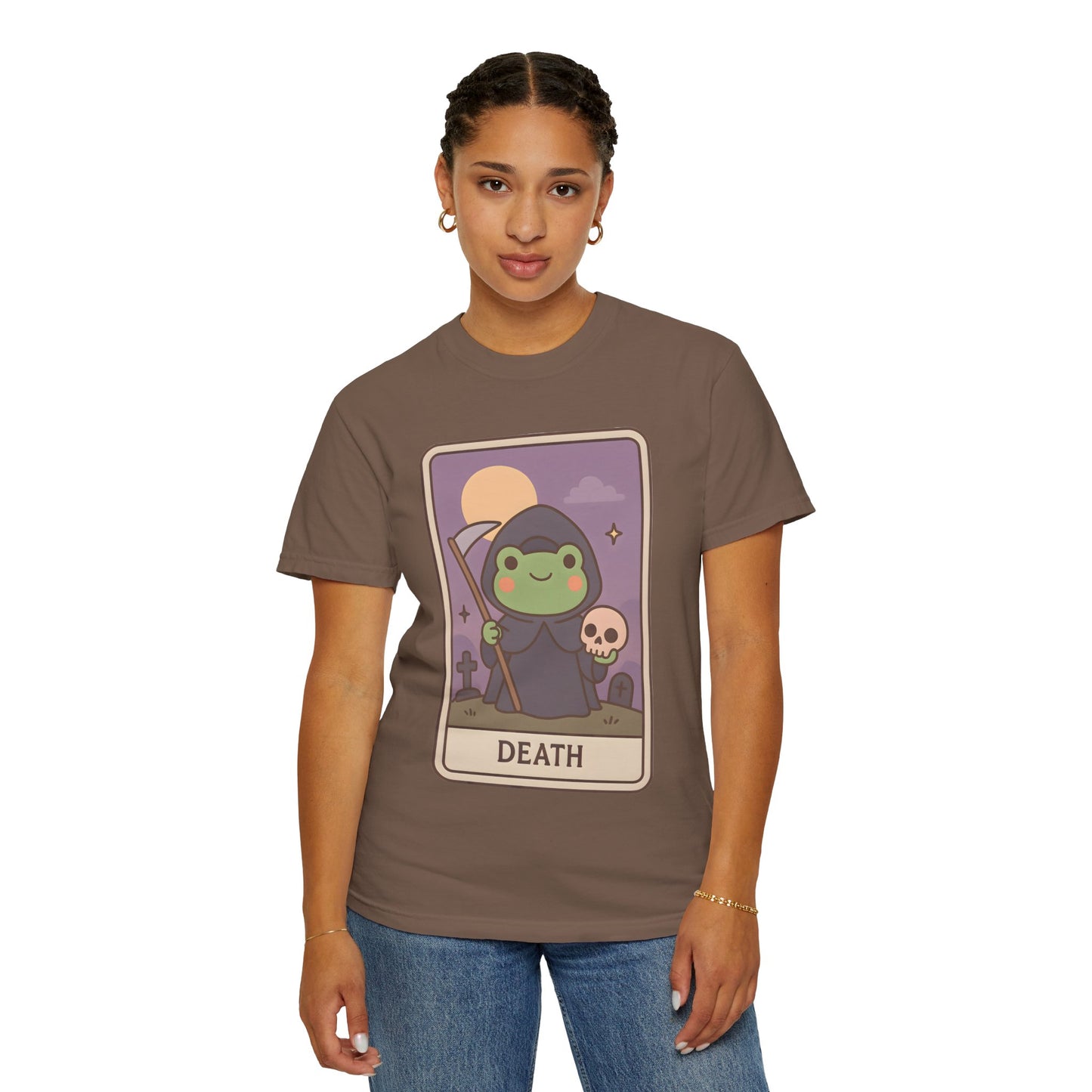 Cute Tarotoads "Death" Unisex T-Shirt | Great for Halloween, Warm And Cozy, Great Gift Idea, Astrology Apparel, Unique Tarot Graphic T-Shirt, Good For Cold Weather