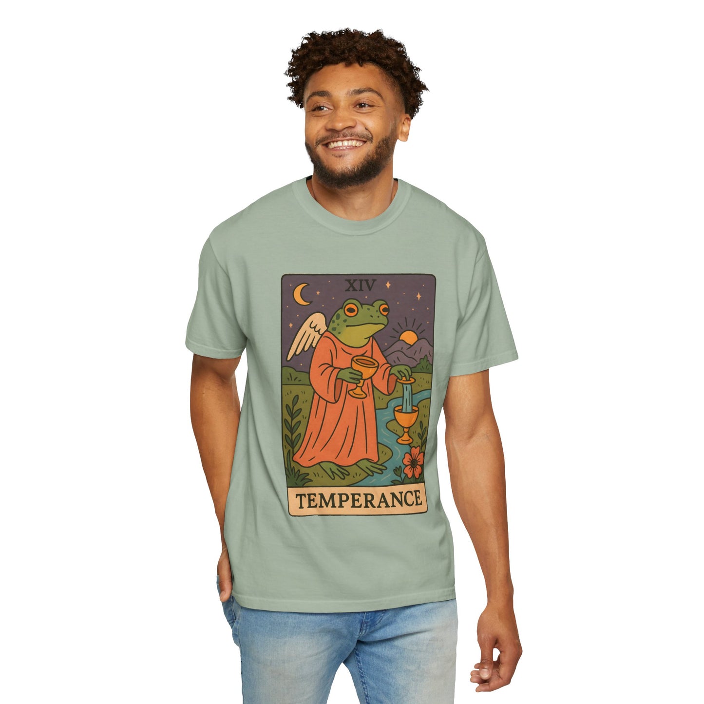 Frog Temperance T-Shirt | Unisex Vintage Style Tee for Nature Lovers, Tarot Fans, Eco-Friendly Gift, Bohemian Apparel, Casual Wear