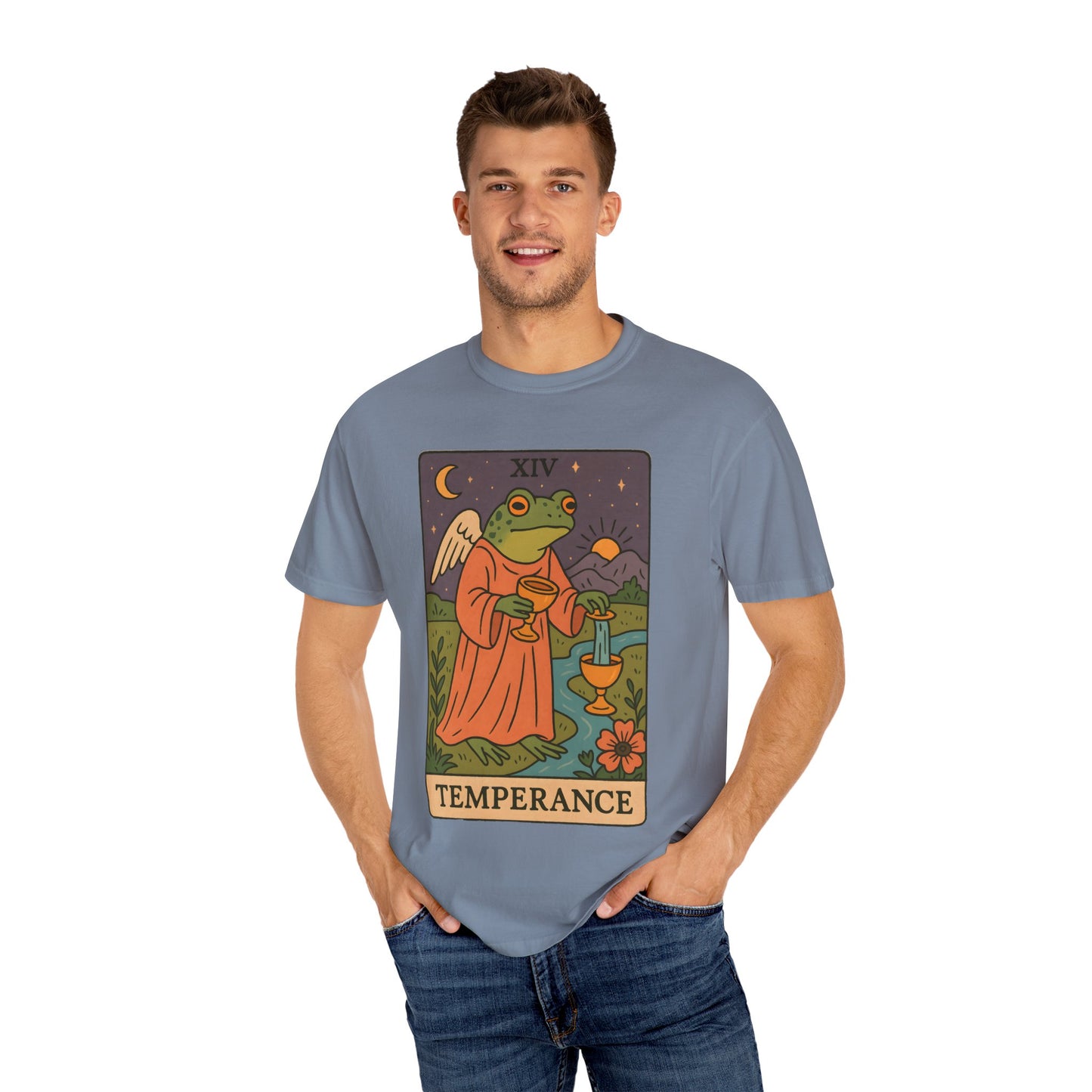 Frog Temperance T-Shirt | Unisex Vintage Style Tee for Nature Lovers, Tarot Fans, Eco-Friendly Gift, Bohemian Apparel, Casual Wear