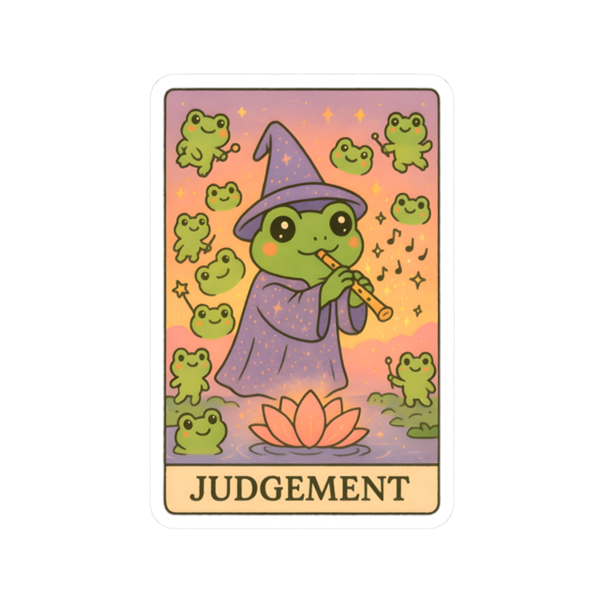 Whimsical Tarotoads! "Judgement" Kiss-Cut Sticker | Fun Outdoor Decor, Laptop Decals, Gift for Animal Lovers, Nature Enthusiasts, and Tarot Fans