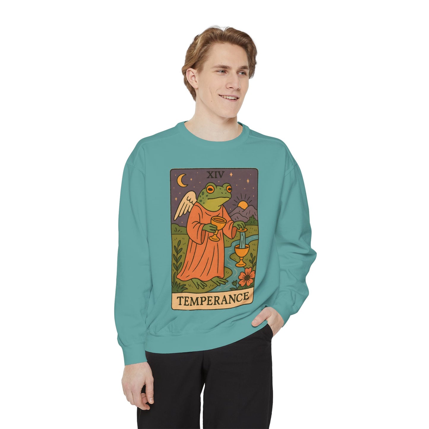 Cozy Tarotoads "Temperance" Unisex Sweatshirt | Adorable Casual Wear, Astrology Apparel, Unique Gift for Tarot Lovers