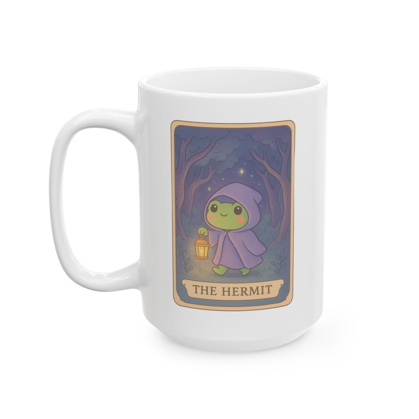 Adorable Tarotoads! "The Hermit" White Ceramic Mug | Cozy Vibes for Coffee Lovers, Perfect Gift for Birthdays, Anniversaries, or Just Because <3