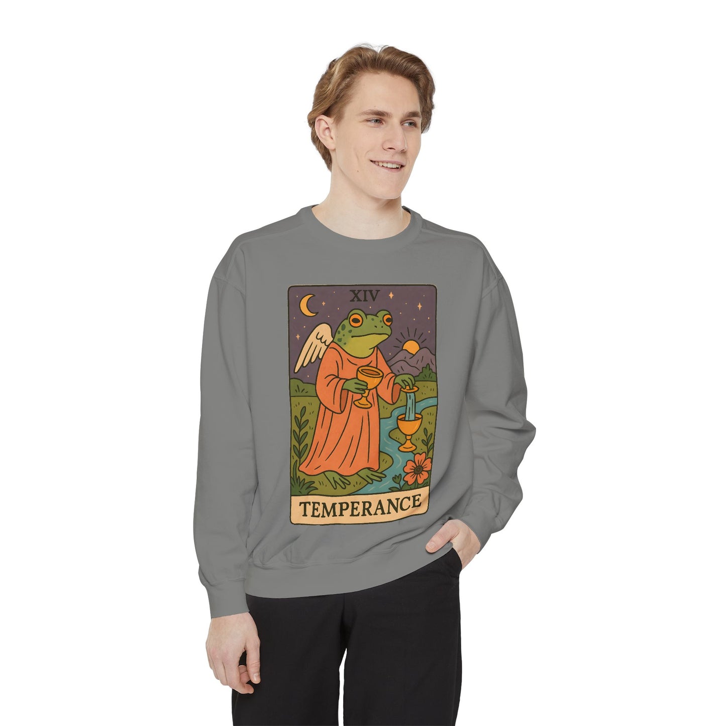 Cozy Tarotoads "Temperance" Unisex Sweatshirt | Adorable Casual Wear, Astrology Apparel, Unique Gift for Tarot Lovers