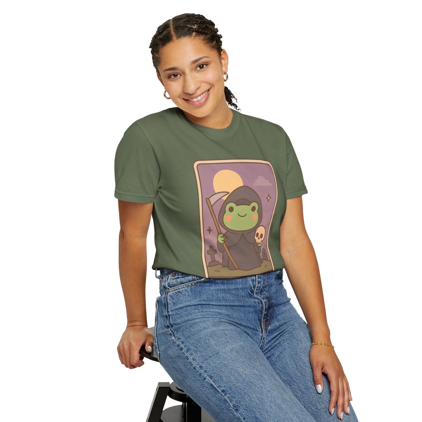 Unisex Garment-Dyed T-Shirt | Adorable Graphic T-shirt | Tarotoads! - “Death"