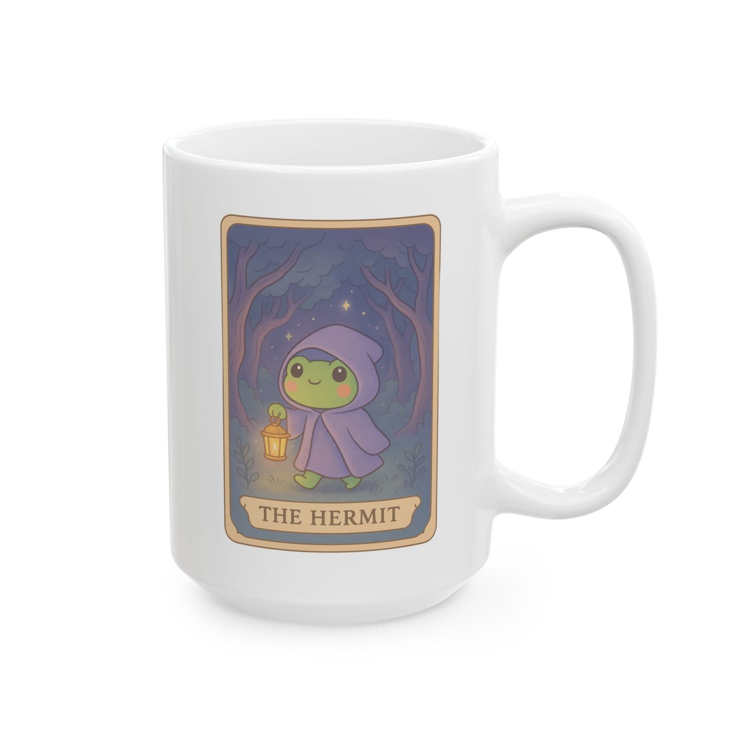 Adorable Tarotoads! "The Hermit" White Ceramic Mug | Cozy Vibes for Coffee Lovers, Perfect Gift for Birthdays, Anniversaries, or Just Because <3