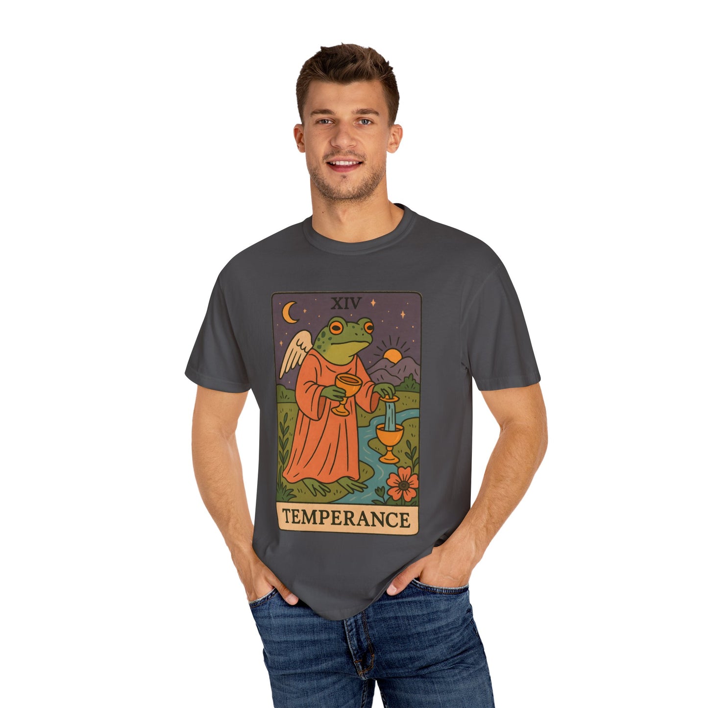 Frog Temperance T-Shirt | Unisex Vintage Style Tee for Nature Lovers, Tarot Fans, Eco-Friendly Gift, Bohemian Apparel, Casual Wear