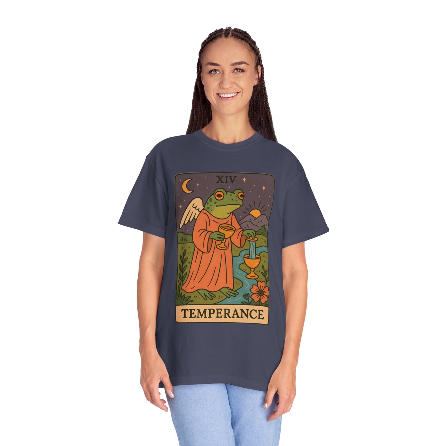 Frog Temperance T-Shirt | Unisex Vintage Style Tee for Nature Lovers, Tarot Fans, Eco-Friendly Gift, Bohemian Apparel, Casual Wear