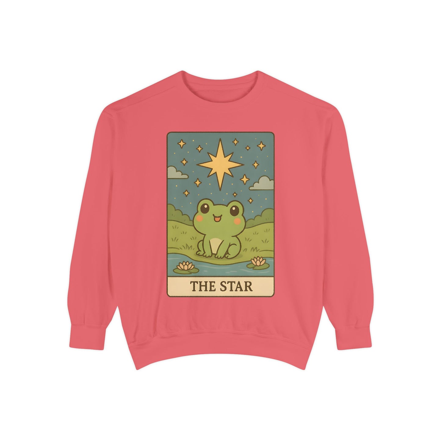 Cozy Tarotoads! "The Star" Unisex Sweatshirt | Frog Design Sweatshirt, Unisex Garment-Dyed Sweatshirt, Cute Gift for Frog Lovers, Relaxed Fit Apparel, Comfy Casual Wear, Perfect for Gifts!