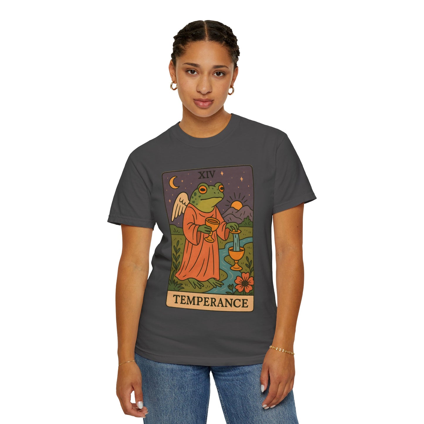 Frog Temperance T-Shirt | Unisex Vintage Style Tee for Nature Lovers, Tarot Fans, Eco-Friendly Gift, Bohemian Apparel, Casual Wear