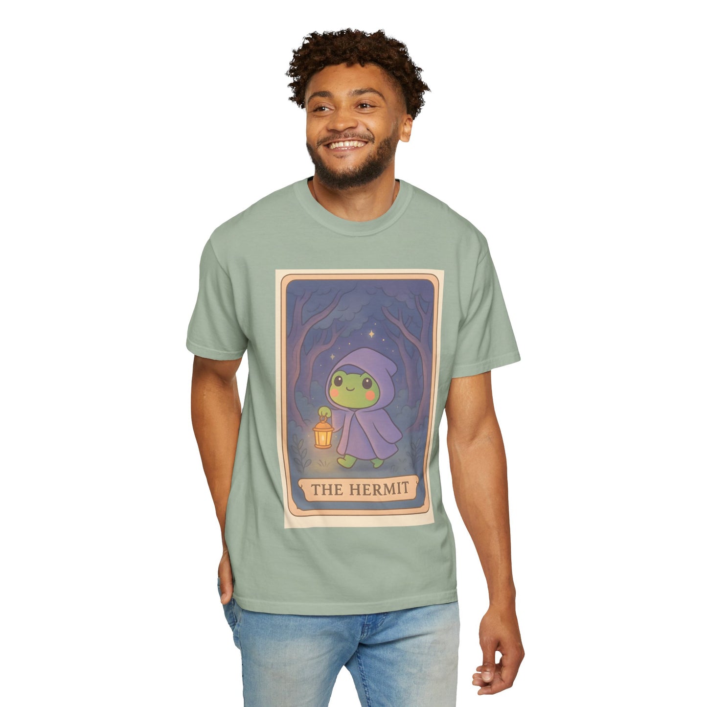 Unisex Garment-Dyed T-Shirt | Adorable Graphic T-shirt | Tarotoads! - “The Hermit"