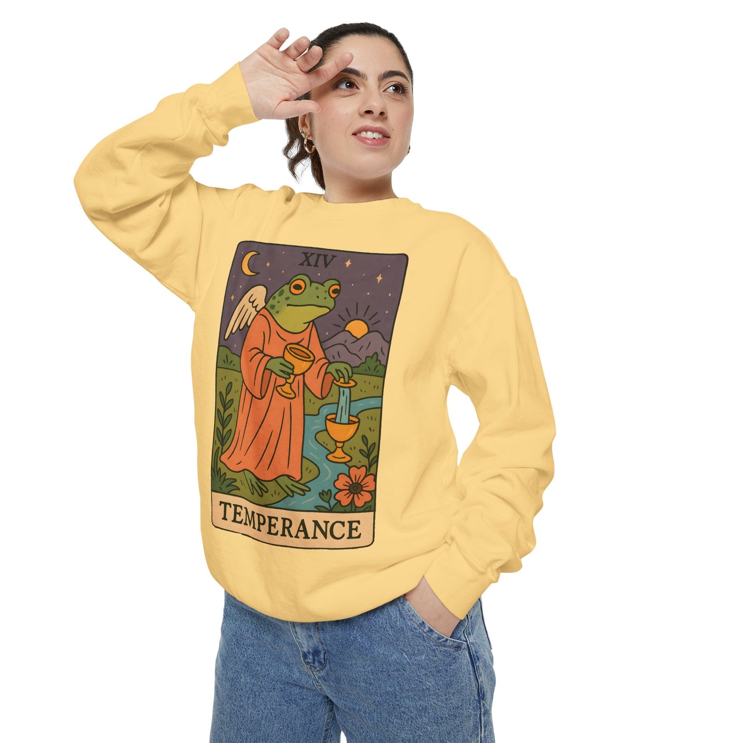 Cozy Tarotoads "Temperance" Unisex Sweatshirt | Adorable Casual Wear, Astrology Apparel, Unique Gift for Tarot Lovers