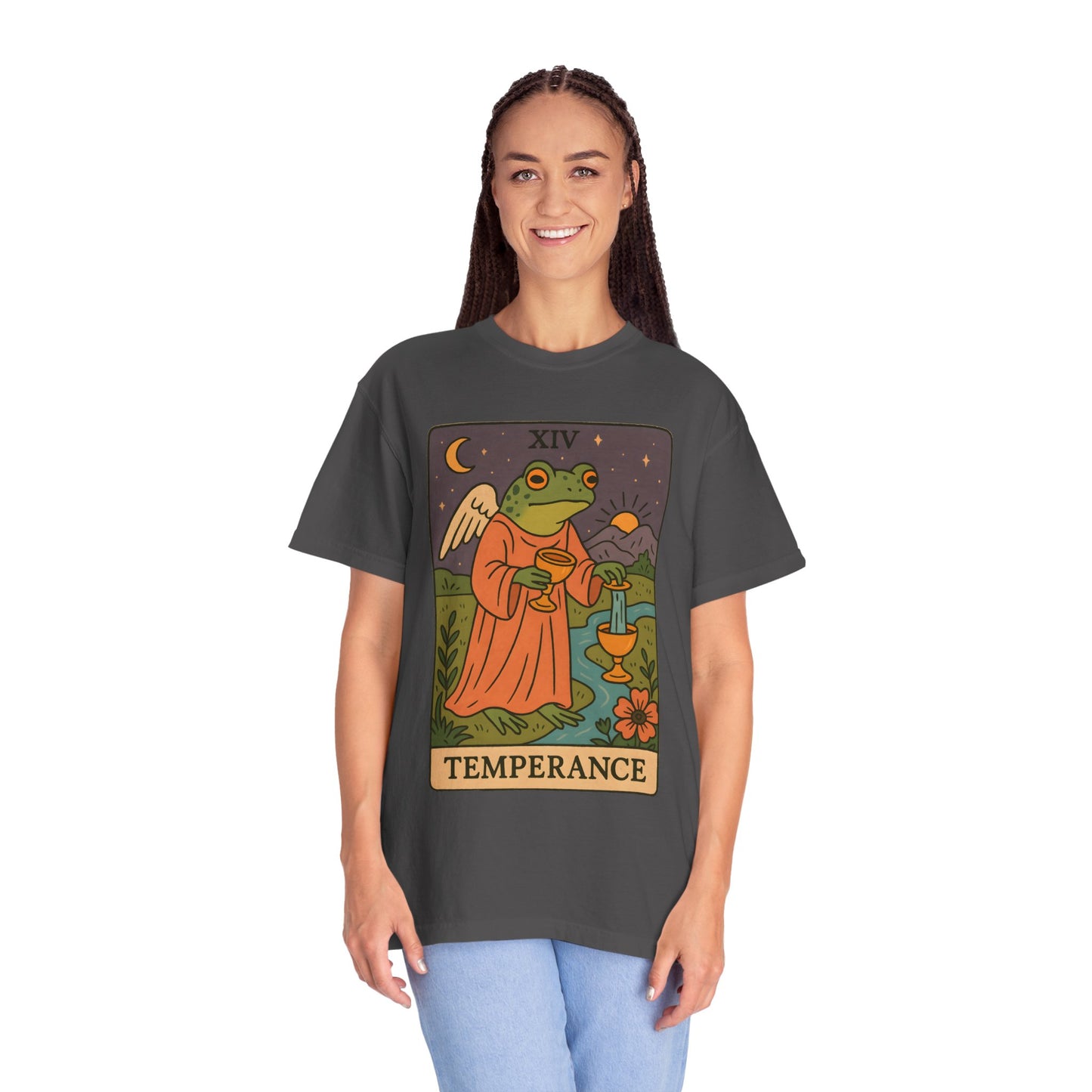 Frog Temperance T-Shirt | Unisex Vintage Style Tee for Nature Lovers, Tarot Fans, Eco-Friendly Gift, Bohemian Apparel, Casual Wear