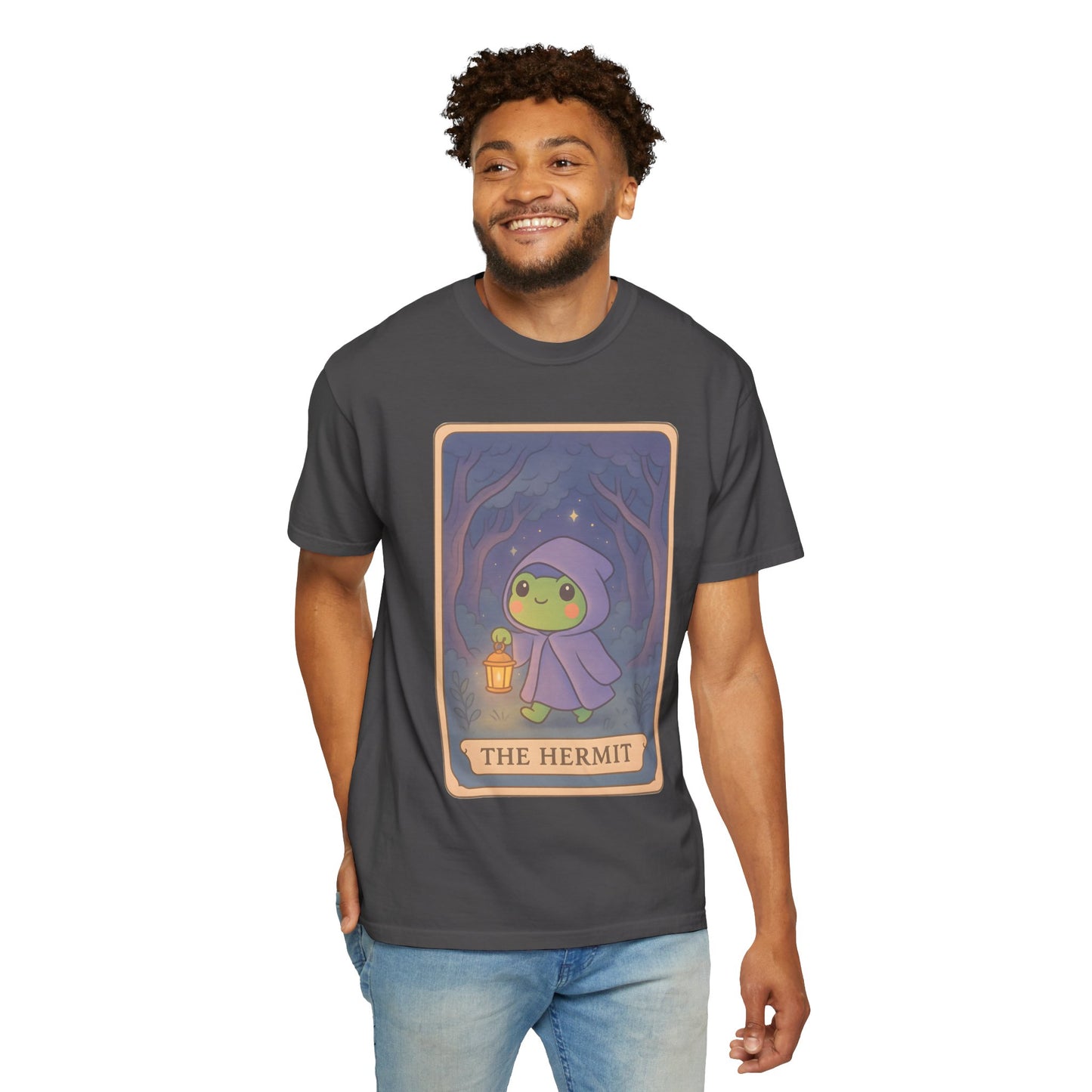Cute Tarotoads "The Hermit" Unisex T-Shirt | Great for Halloween, Warm And Cozy, Great Gift Idea, Astrology Apparel, Unique Tarot Graphic T-Shirt, Good For Cold Weather