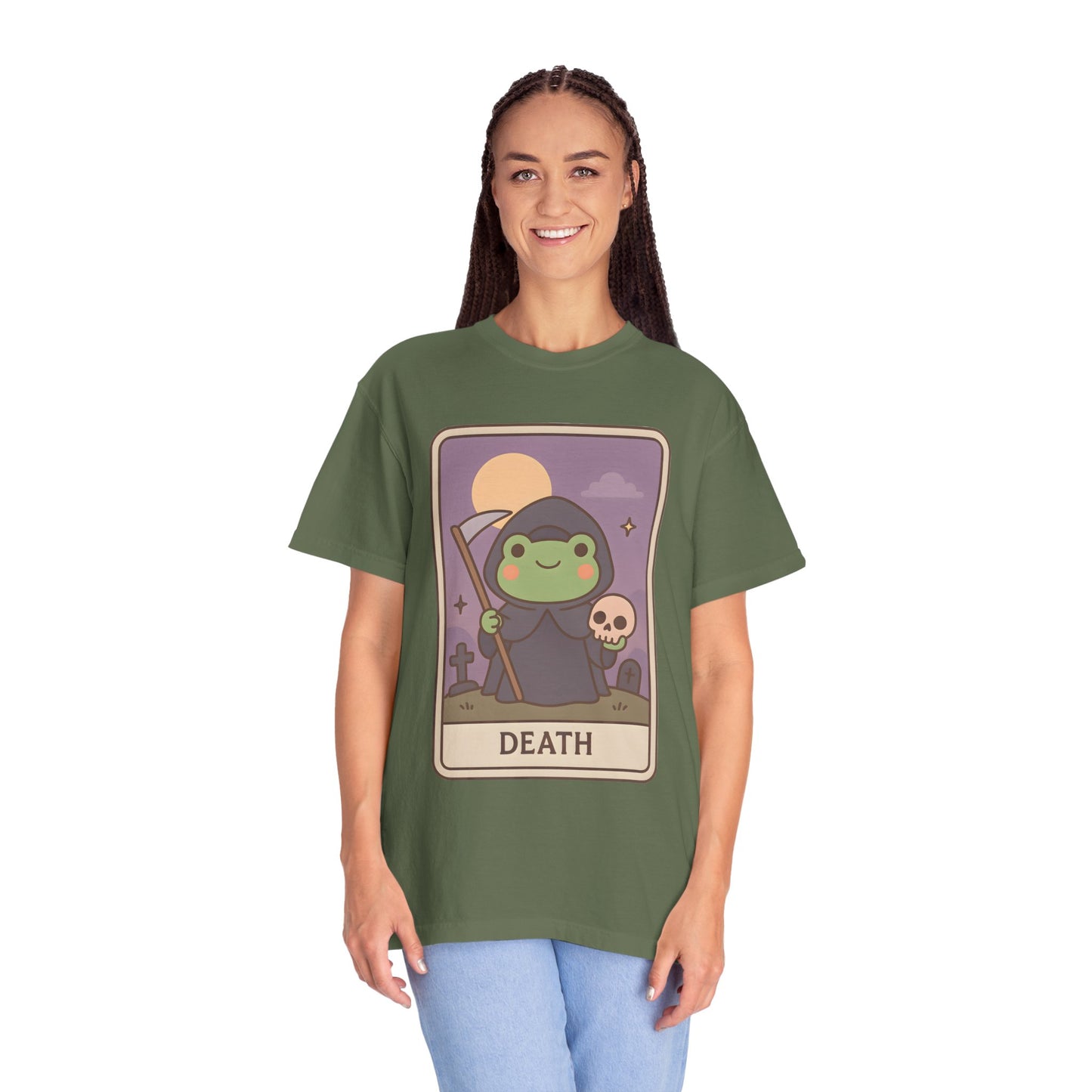 Cute Tarotoads "Death" Unisex T-Shirt | Great for Halloween, Warm And Cozy, Great Gift Idea, Astrology Apparel, Unique Tarot Graphic T-Shirt, Good For Cold Weather