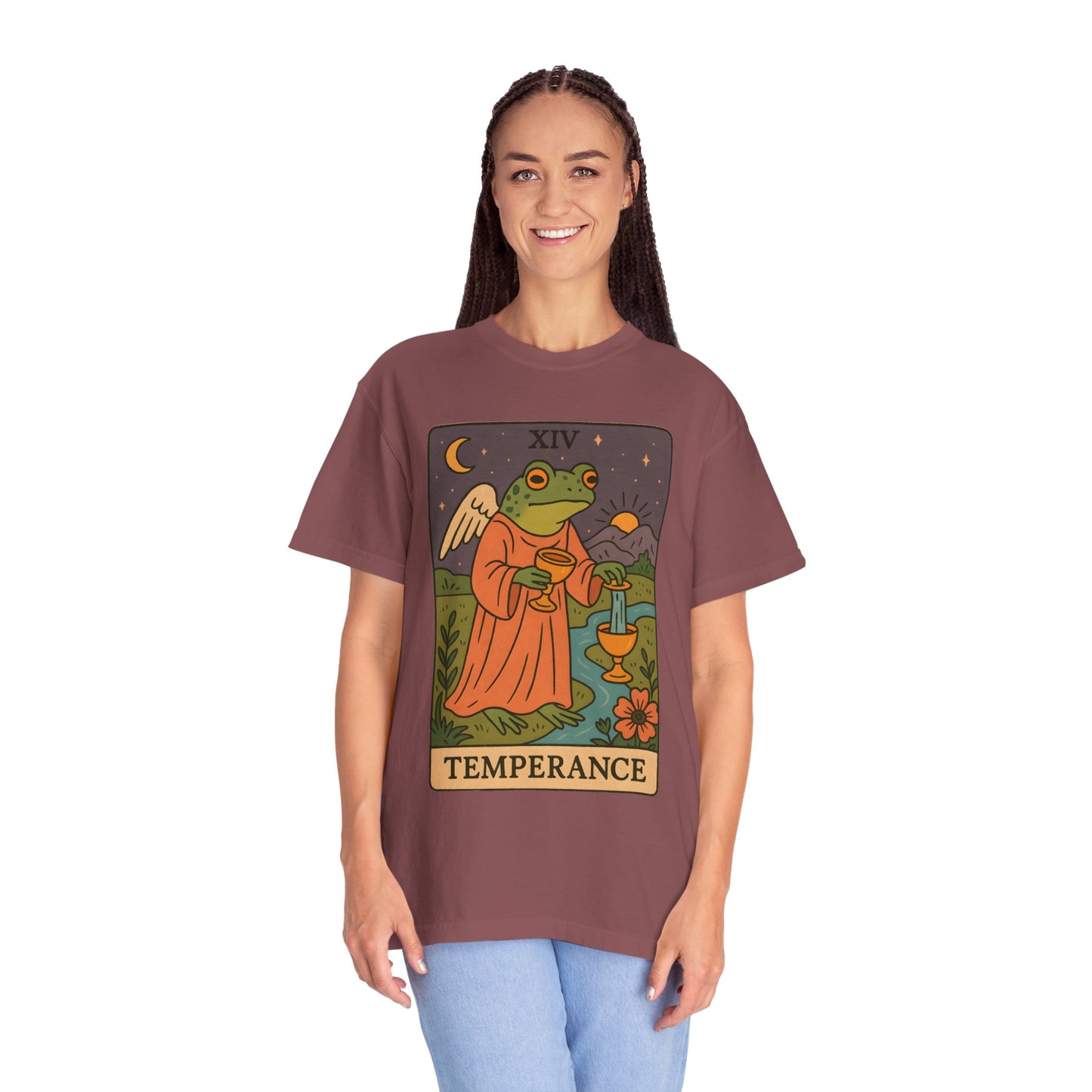 Frog Temperance T-Shirt | Unisex Vintage Style Tee for Nature Lovers, Tarot Fans, Eco-Friendly Gift, Bohemian Apparel, Casual Wear