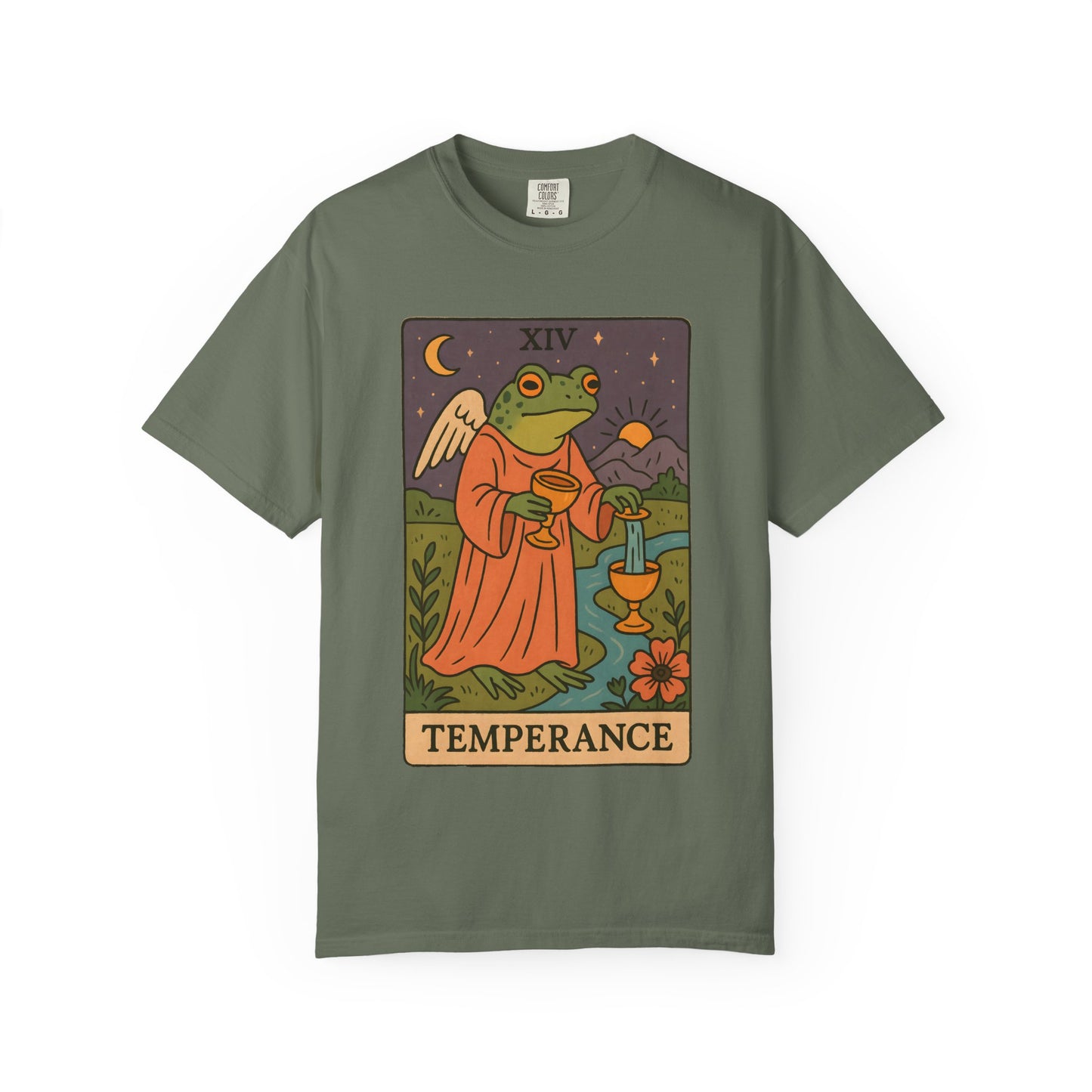 Frog Temperance T-Shirt | Unisex Vintage Style Tee for Nature Lovers, Tarot Fans, Eco-Friendly Gift, Bohemian Apparel, Casual Wear