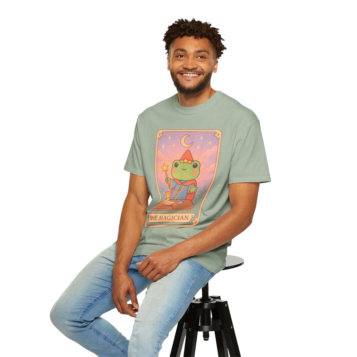 Unisex Garment-Dyed T-Shirt | Adorable Graphic T-shirt | Tarotoads! - “The Magician"