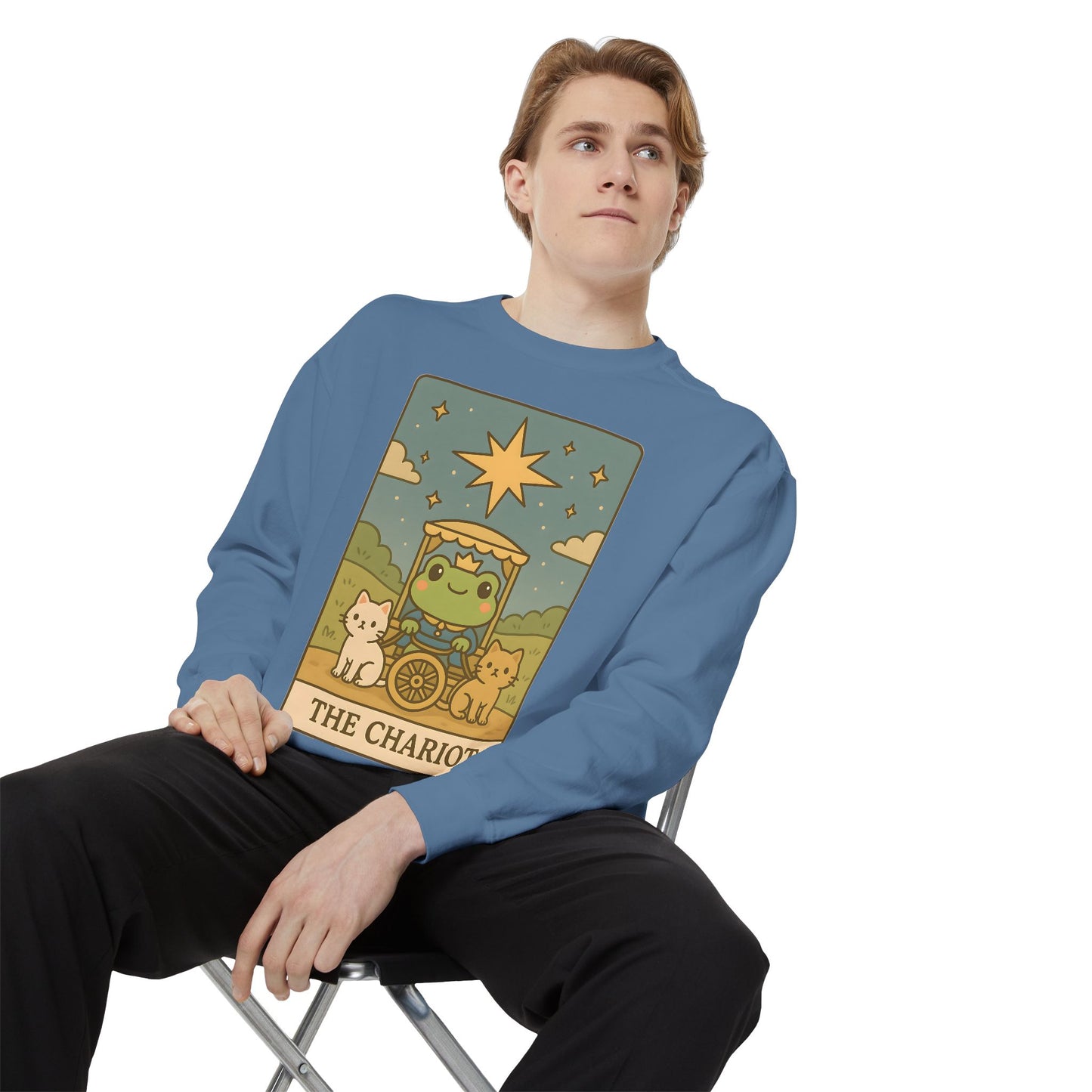 Cozy Tarotoads "The Chariot" Unisex Sweatshirt | Astrology Apparel, Perfect for Halloween, Gift for Friends Family, Great For Frog and Tarot Lovers, Great For Cold Weather