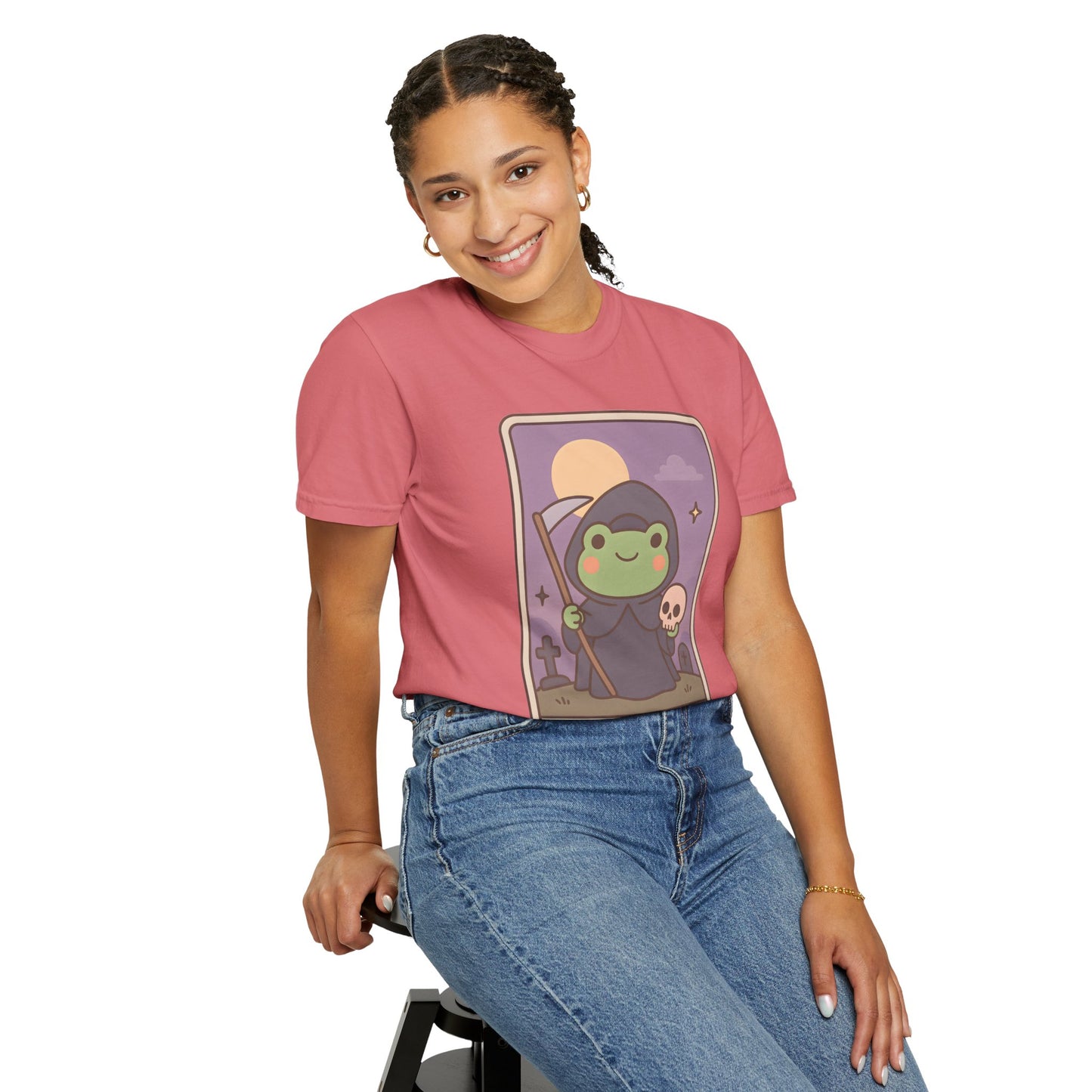 Cute Tarotoads "Death" Unisex T-Shirt | Great for Halloween, Warm And Cozy, Great Gift Idea, Astrology Apparel, Unique Tarot Graphic T-Shirt, Good For Cold Weather