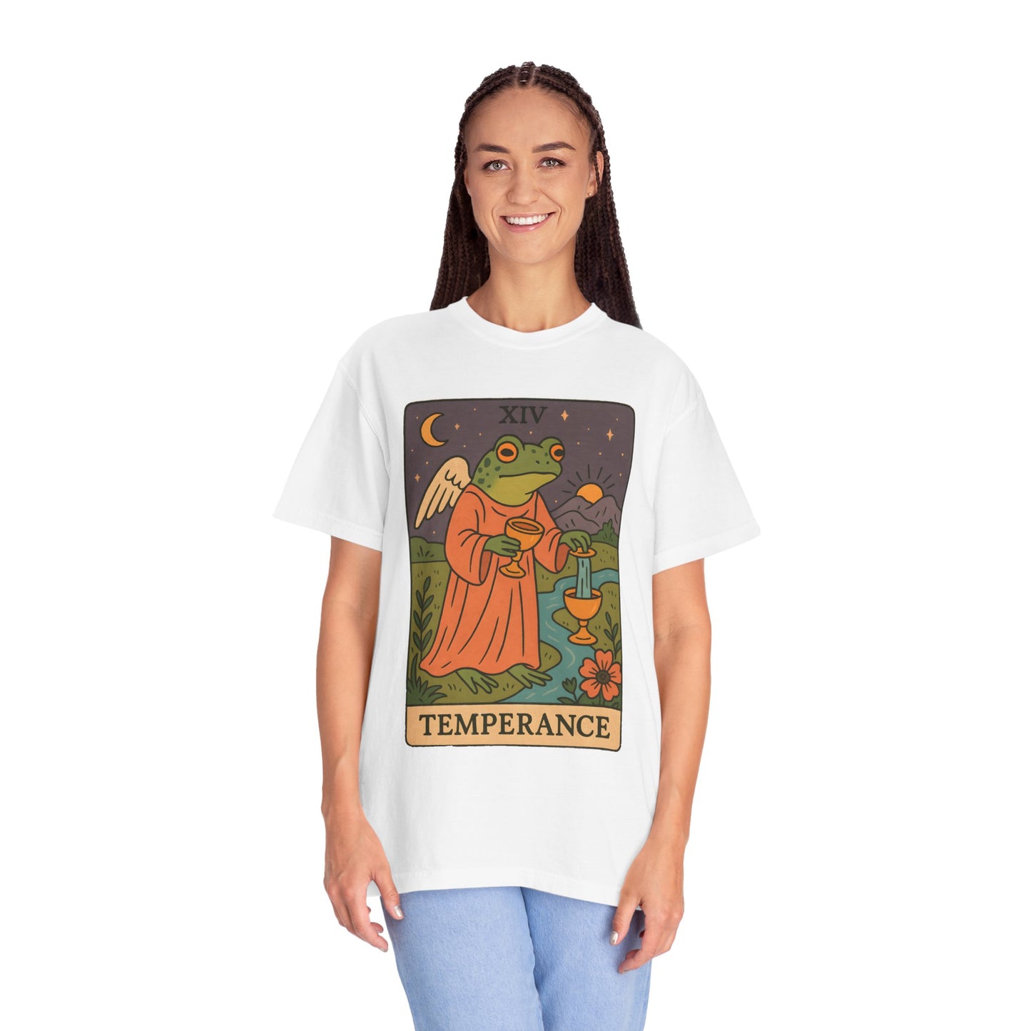 Frog Temperance T-Shirt | Unisex Vintage Style Tee for Nature Lovers, Tarot Fans, Eco-Friendly Gift, Bohemian Apparel, Casual Wear