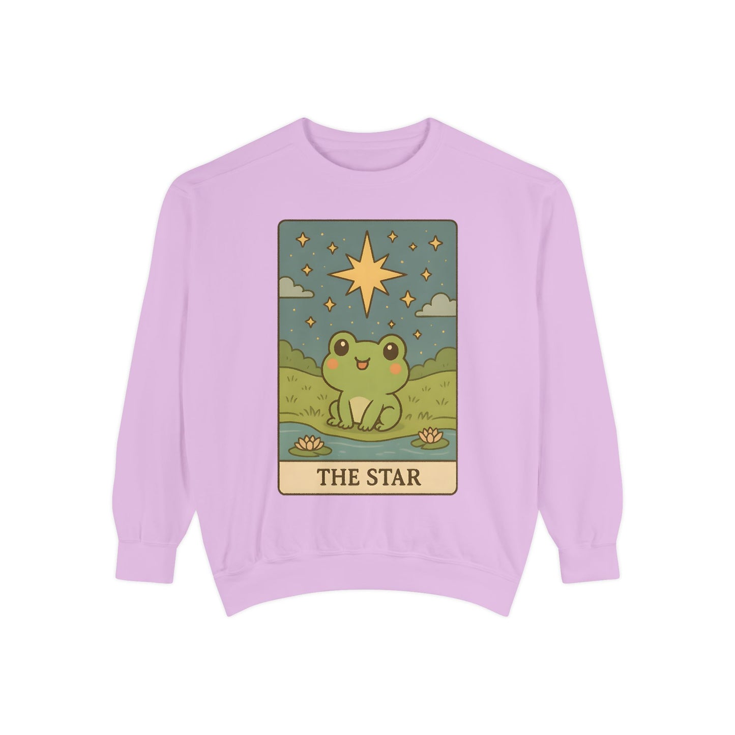 Cozy Tarotoads! "The Star" Unisex Sweatshirt | Frog Design Sweatshirt, Unisex Garment-Dyed Sweatshirt, Cute Gift for Frog Lovers, Relaxed Fit Apparel, Comfy Casual Wear, Perfect for Gifts!