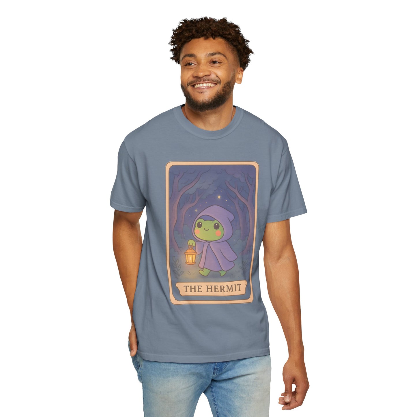 Cute Tarotoads "The Hermit" Unisex T-Shirt | Great for Halloween, Warm And Cozy, Great Gift Idea, Astrology Apparel, Unique Tarot Graphic T-Shirt, Good For Cold Weather