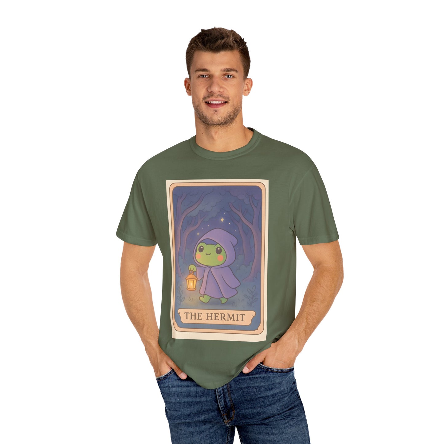 Unisex Garment-Dyed T-Shirt | Adorable Graphic T-shirt | Tarotoads! - “The Hermit"