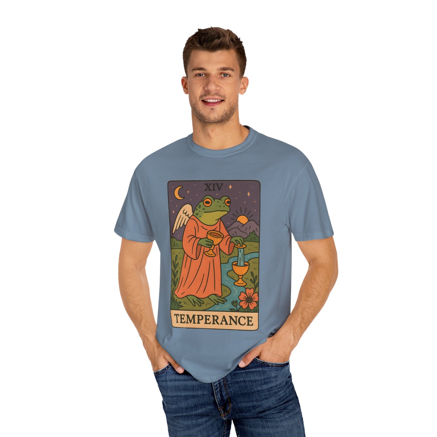 Frog Temperance T-Shirt | Unisex Vintage Style Tee for Nature Lovers, Tarot Fans, Eco-Friendly Gift, Bohemian Apparel, Casual Wear