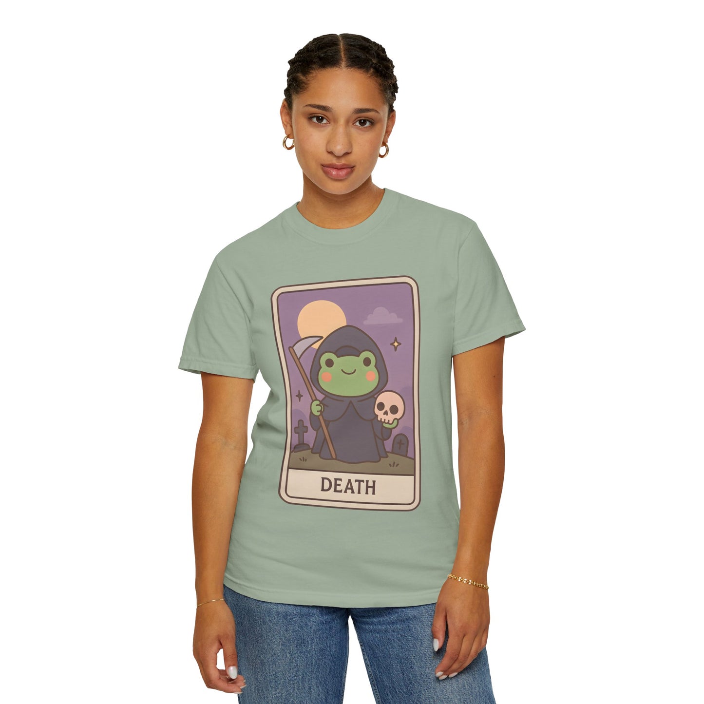 Cute Tarotoads "Death" Unisex T-Shirt | Great for Halloween, Warm And Cozy, Great Gift Idea, Astrology Apparel, Unique Tarot Graphic T-Shirt, Good For Cold Weather