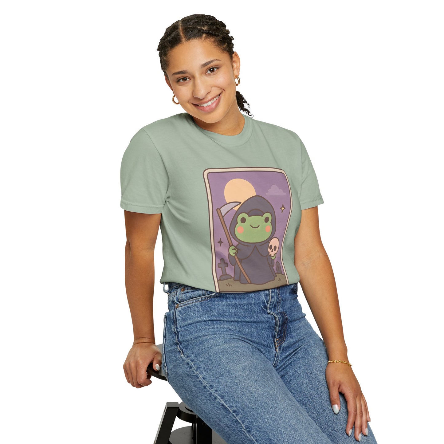 Cute Tarotoads "Death" Unisex T-Shirt | Great for Halloween, Warm And Cozy, Great Gift Idea, Astrology Apparel, Unique Tarot Graphic T-Shirt, Good For Cold Weather