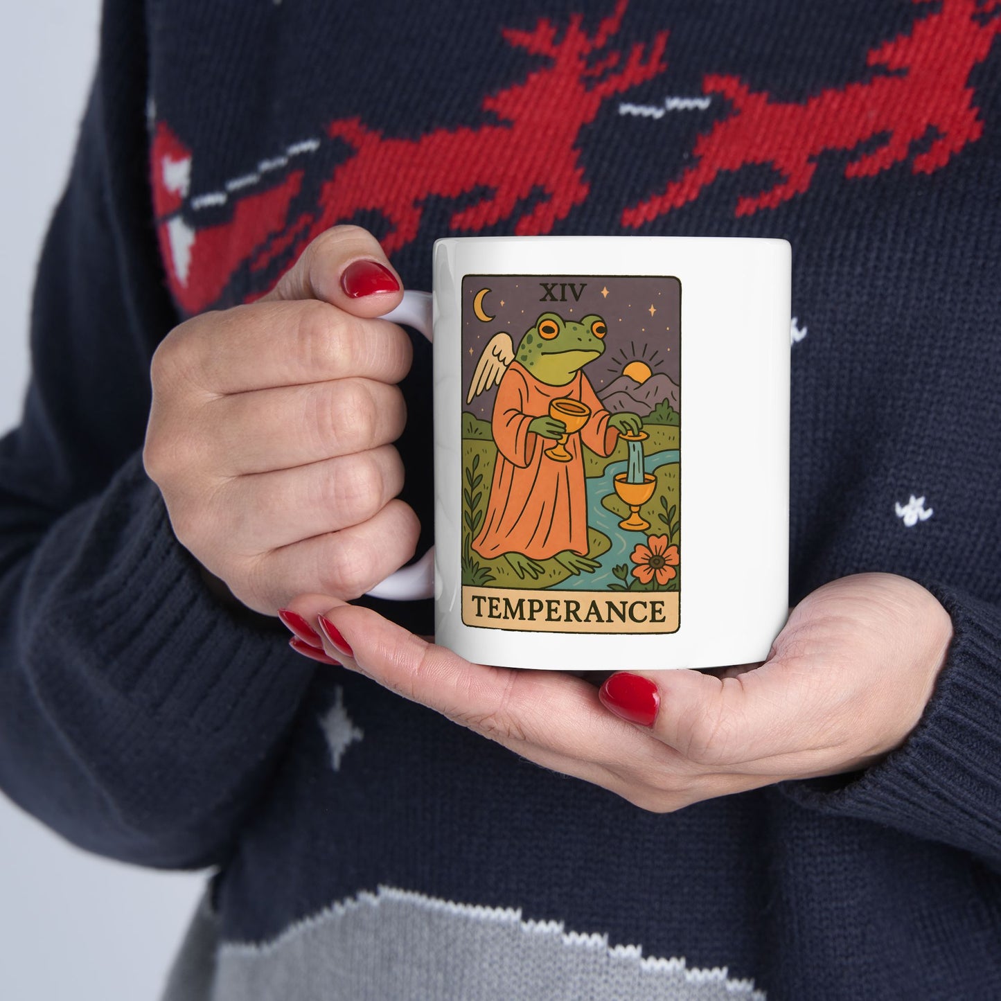 Ceramic Tarotoads! "Temperance" Mug - Embrace Your Journey, Unique Gift for Spiritualists, Mystical Tea and Coffee Lover, Astrology Decor, 11oz and 15oz