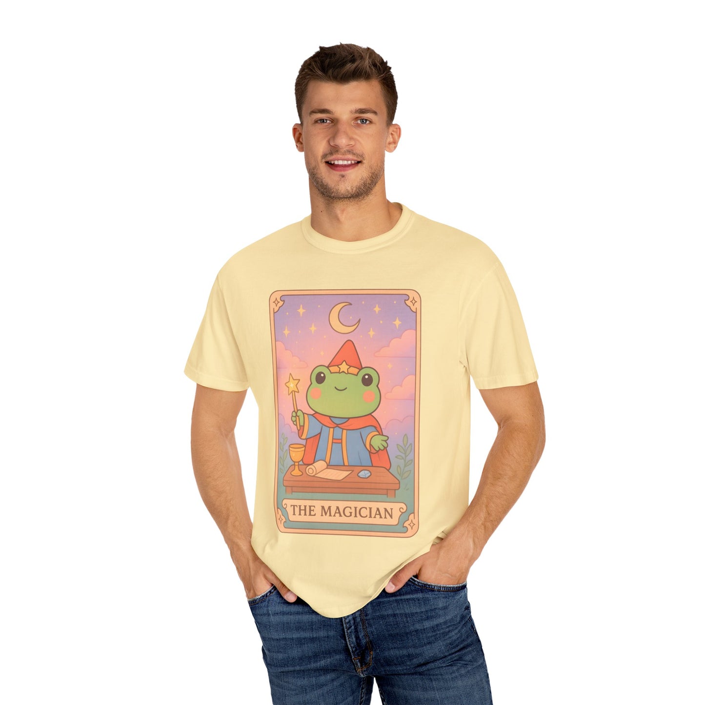 Unisex Garment-Dyed T-Shirt | Adorable Graphic T-shirt | Tarotoads! - “The Magician"