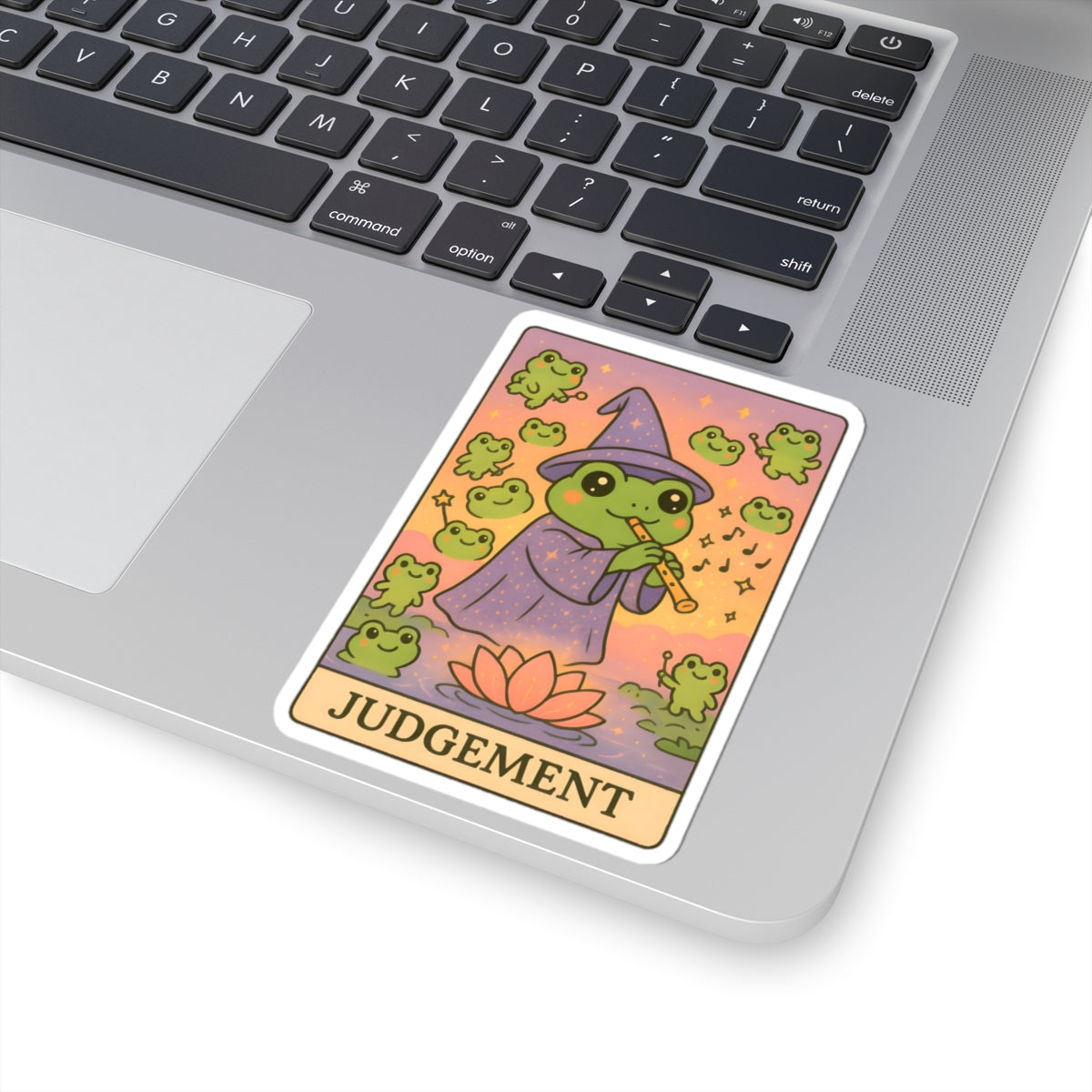 Whimsical Tarotoads! "Judgement" Kiss-Cut Sticker | Fun Outdoor Decor, Laptop Decals, Gift for Animal Lovers, Nature Enthusiasts, and Tarot Fans
