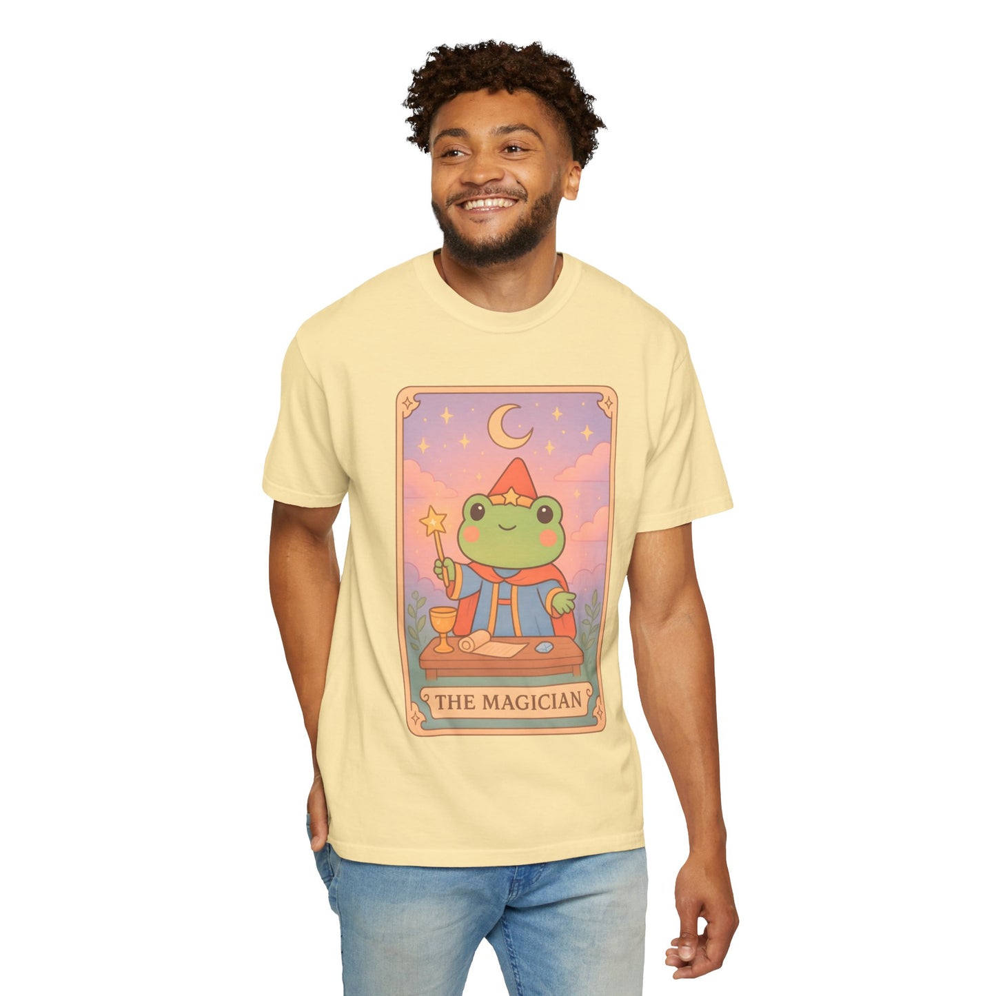 Unisex Garment-Dyed T-Shirt | Adorable Graphic T-shirt | Tarotoads! - “The Magician"