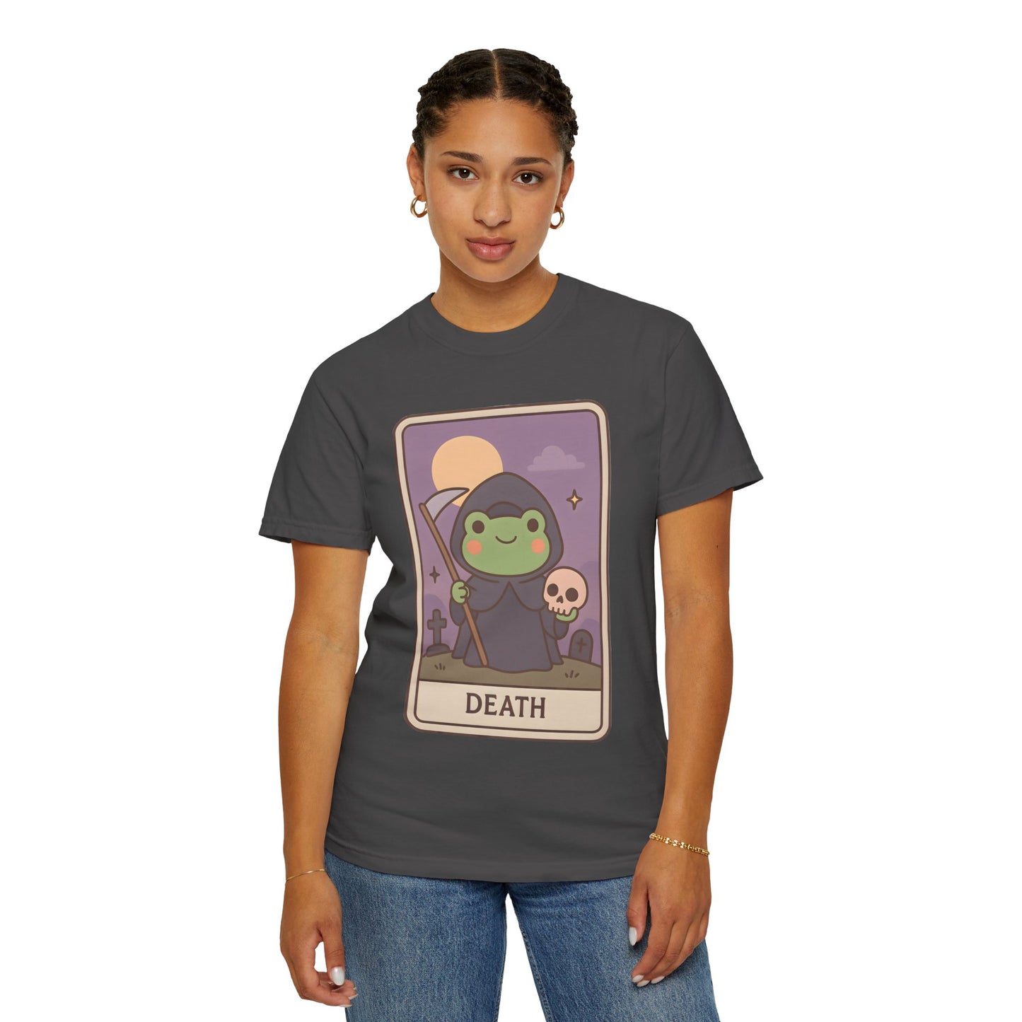 Cute Tarotoads "Death" Unisex T-Shirt | Great for Halloween, Warm And Cozy, Great Gift Idea, Astrology Apparel, Unique Tarot Graphic T-Shirt, Good For Cold Weather