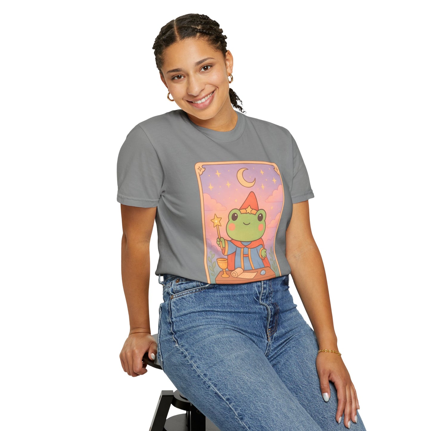 Unisex Garment-Dyed T-Shirt | Adorable Graphic T-shirt | Tarotoads! - “The Magician"