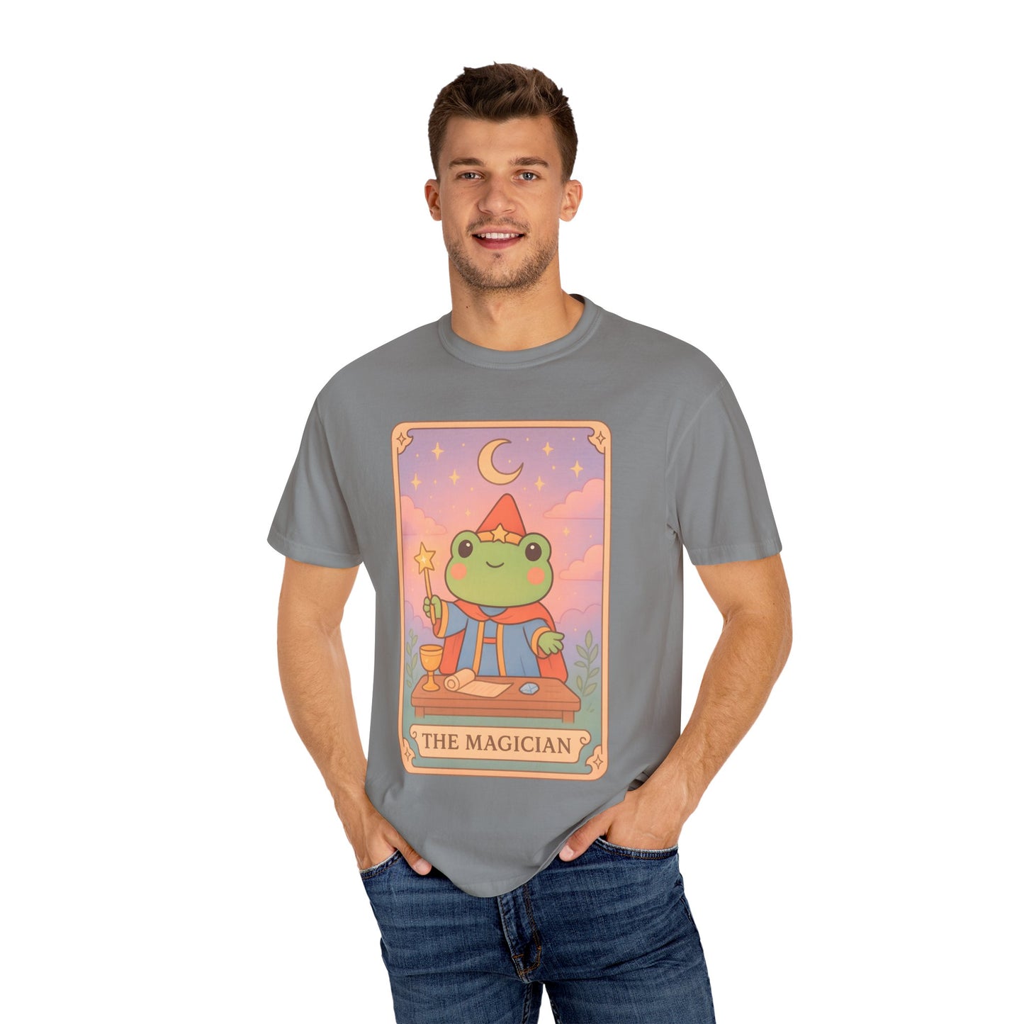 Unisex Garment-Dyed T-Shirt | Adorable Graphic T-shirt | Tarotoads! - “The Magician"