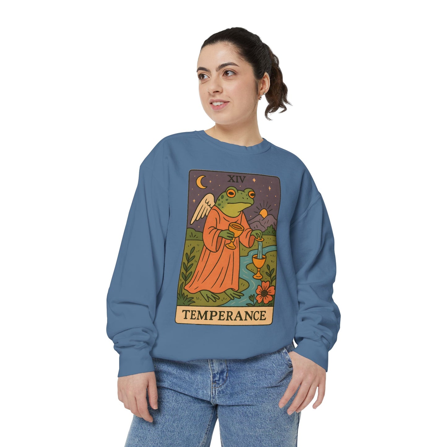 Cozy Tarotoads "Temperance" Unisex Sweatshirt | Adorable Casual Wear, Astrology Apparel, Unique Gift for Tarot Lovers