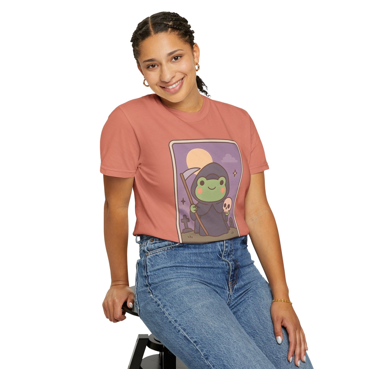 Cute Tarotoads "Death" Unisex T-Shirt | Great for Halloween, Warm And Cozy, Great Gift Idea, Astrology Apparel, Unique Tarot Graphic T-Shirt, Good For Cold Weather