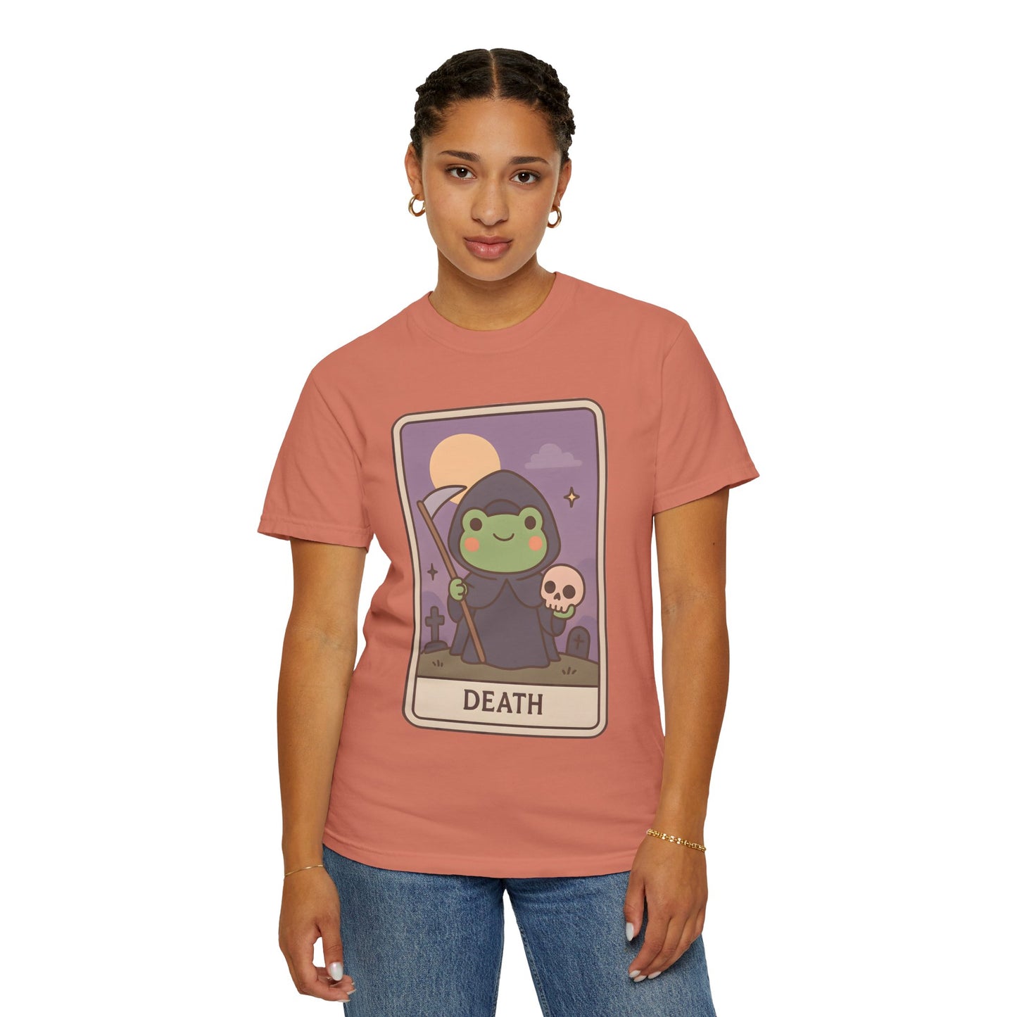 Cute Tarotoads "Death" Unisex T-Shirt | Great for Halloween, Warm And Cozy, Great Gift Idea, Astrology Apparel, Unique Tarot Graphic T-Shirt, Good For Cold Weather