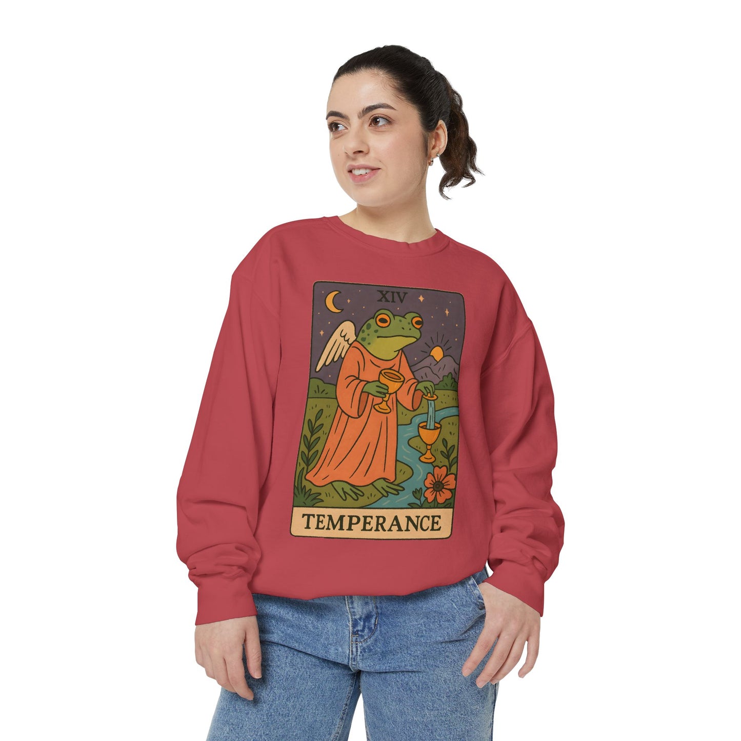 Cozy Tarotoads "Temperance" Unisex Sweatshirt | Adorable Casual Wear, Astrology Apparel, Unique Gift for Tarot Lovers