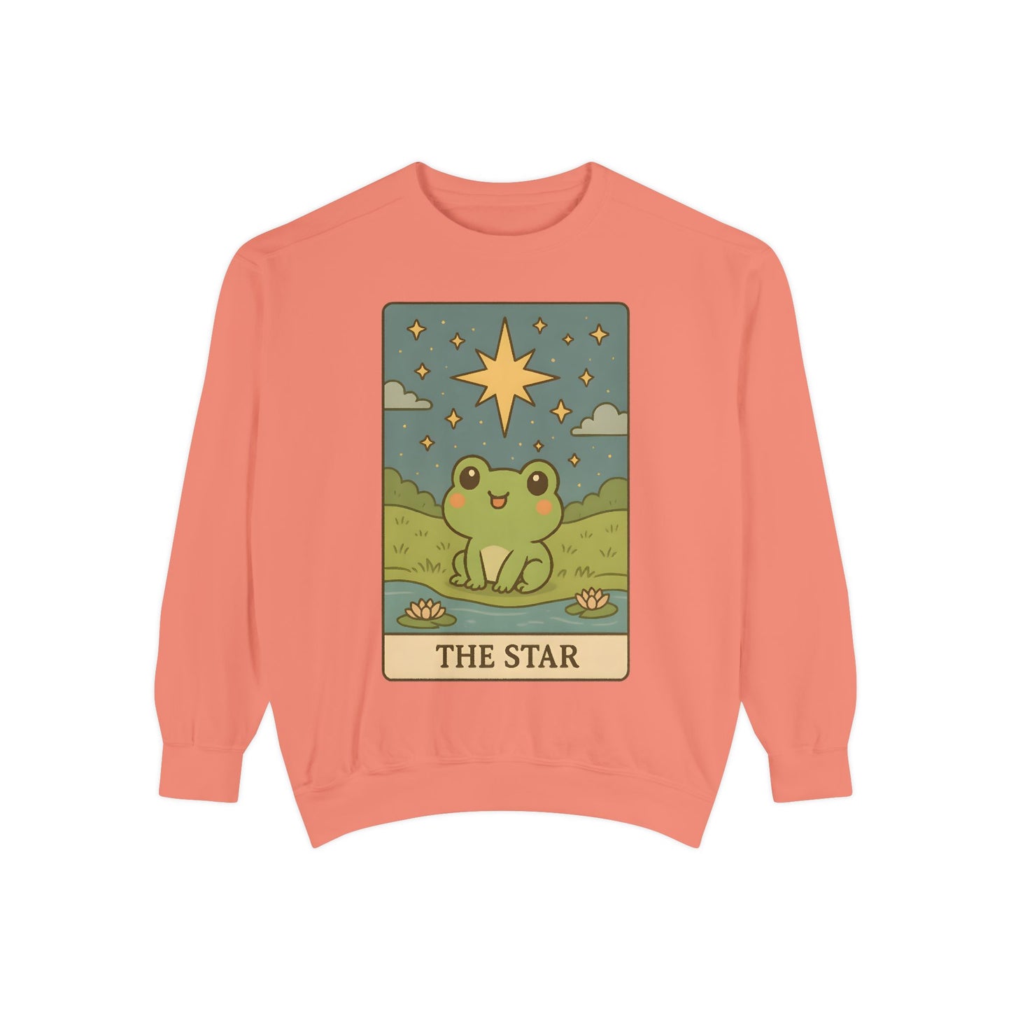 Cozy Tarotoads! "The Star" Unisex Sweatshirt | Frog Design Sweatshirt, Unisex Garment-Dyed Sweatshirt, Cute Gift for Frog Lovers, Relaxed Fit Apparel, Comfy Casual Wear, Perfect for Gifts!