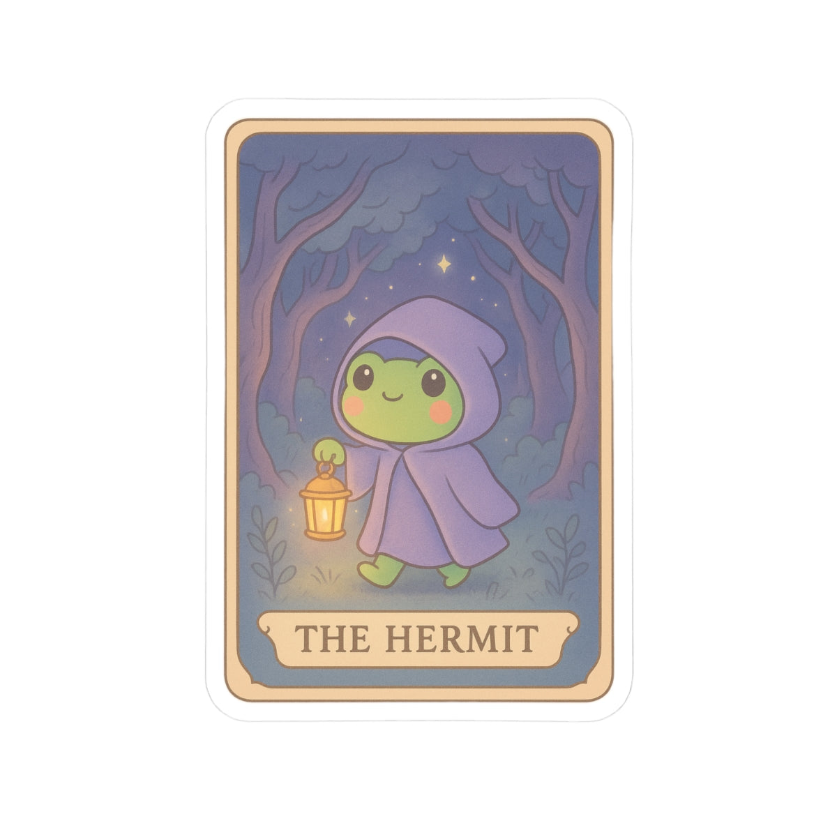 Cute Tarotoads! "The Hermit" Kiss-Cut Sticker | Aesthetic Planner Stickers, Scrapbooking Supplies, Laptop Decals, Gifts for Spirituality