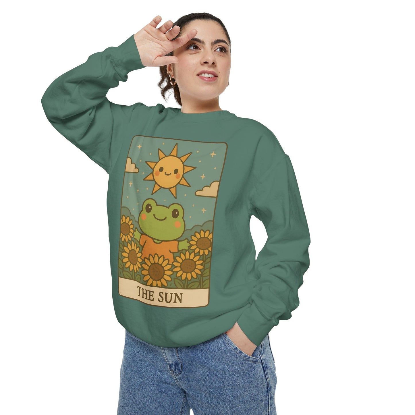 Cozy Tarotoads! "The Sun" Unisex Sweatshirt | Happy Frog Sun Sweatshirt, Unisex Pullover, Cozy Gift, Nature Lovers Apparel, Warm Fashion, Thoughtful Present