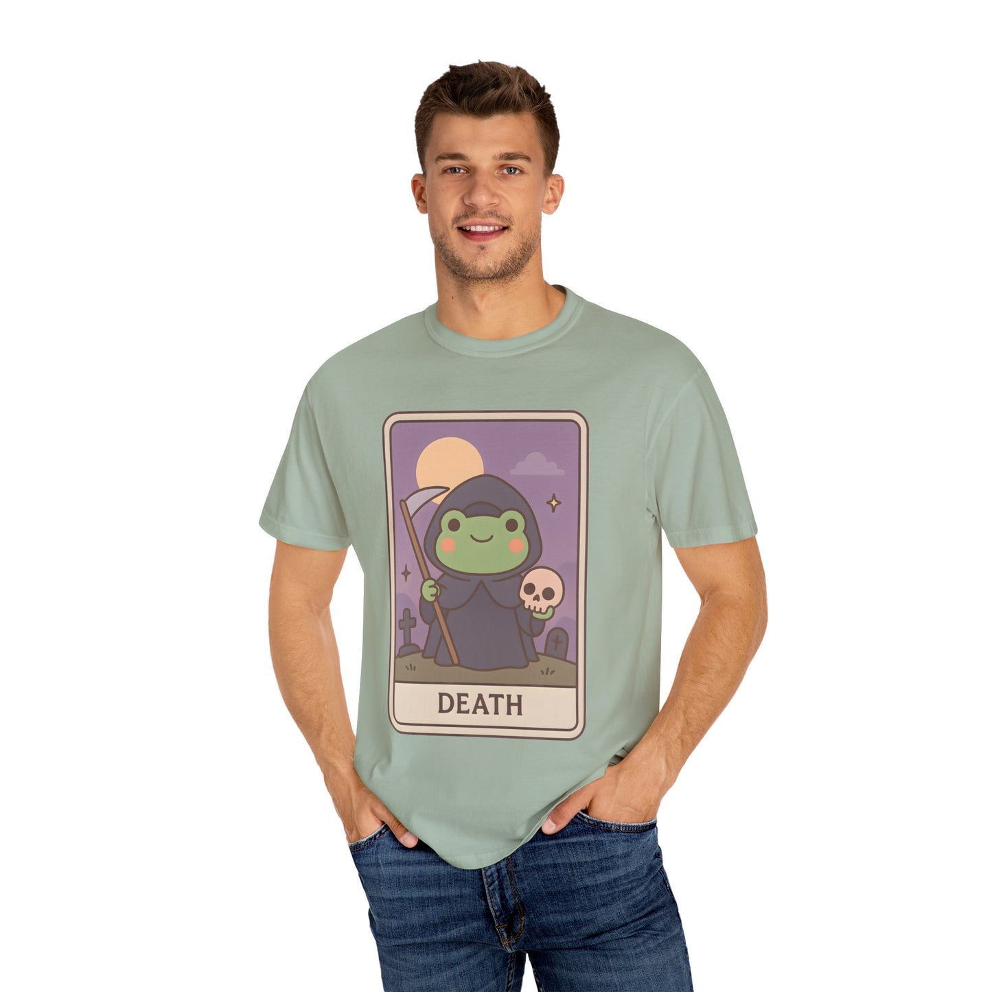 Cute Tarotoads "Death" Unisex T-Shirt | Great for Halloween, Warm And Cozy, Great Gift Idea, Astrology Apparel, Unique Tarot Graphic T-Shirt, Good For Cold Weather