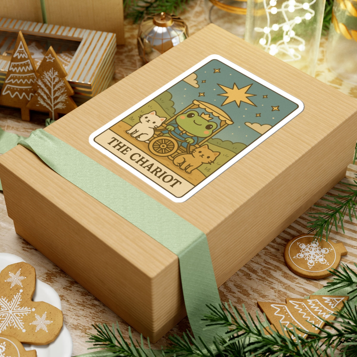 Charming Tarotoads! "The Chariot" Kiss-Cut Stickers for Laptop, Planner, Scrapbooking, Gifts for Tarot Lovers, Cute Frog Design