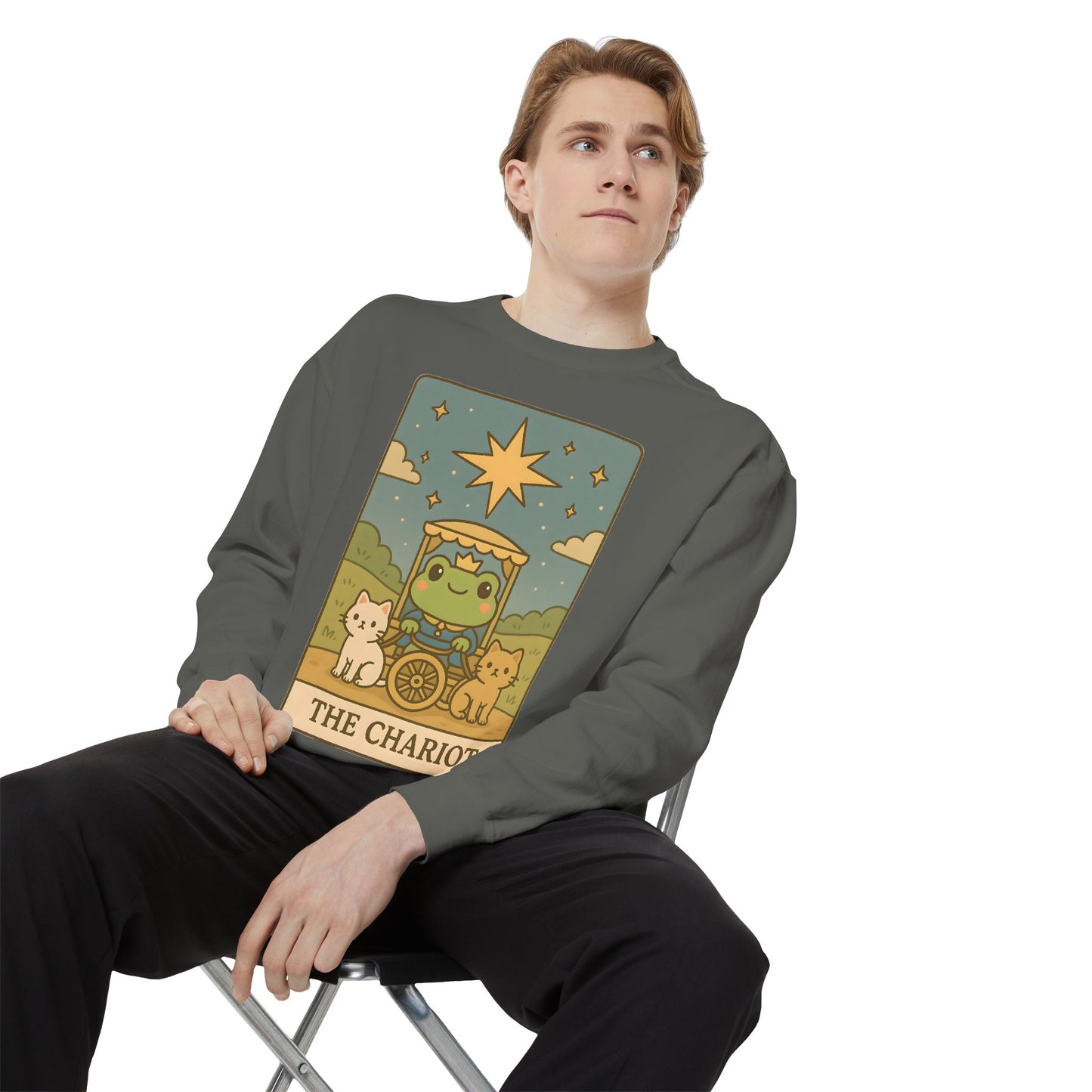 Cozy Tarotoads "The Chariot" Unisex Sweatshirt | Astrology Apparel, Perfect for Halloween, Gift for Friends Family, Great For Frog and Tarot Lovers, Great For Cold Weather