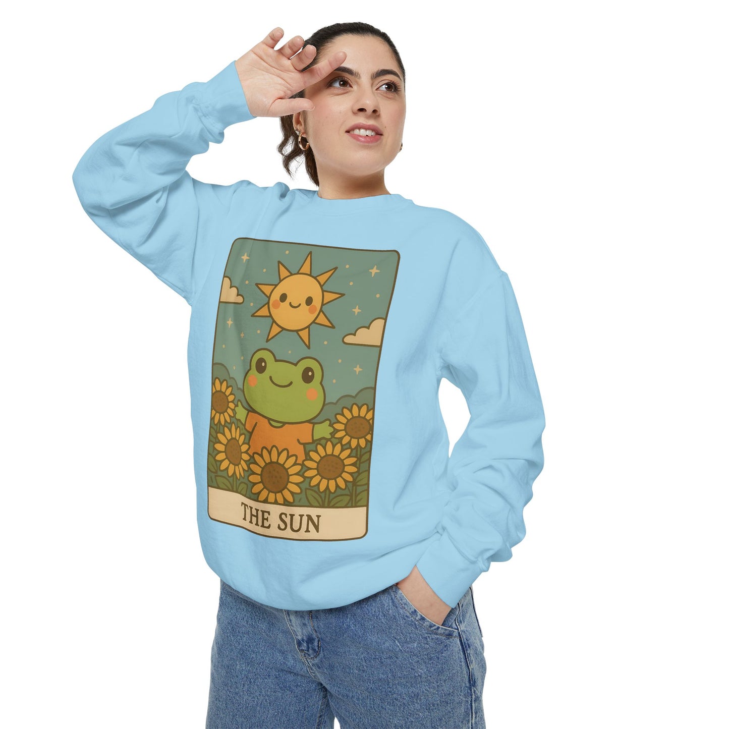 Cozy Tarotoads! "The Sun" Unisex Sweatshirt | Happy Frog Sun Sweatshirt, Unisex Pullover, Cozy Gift, Nature Lovers Apparel, Warm Fashion, Thoughtful Present