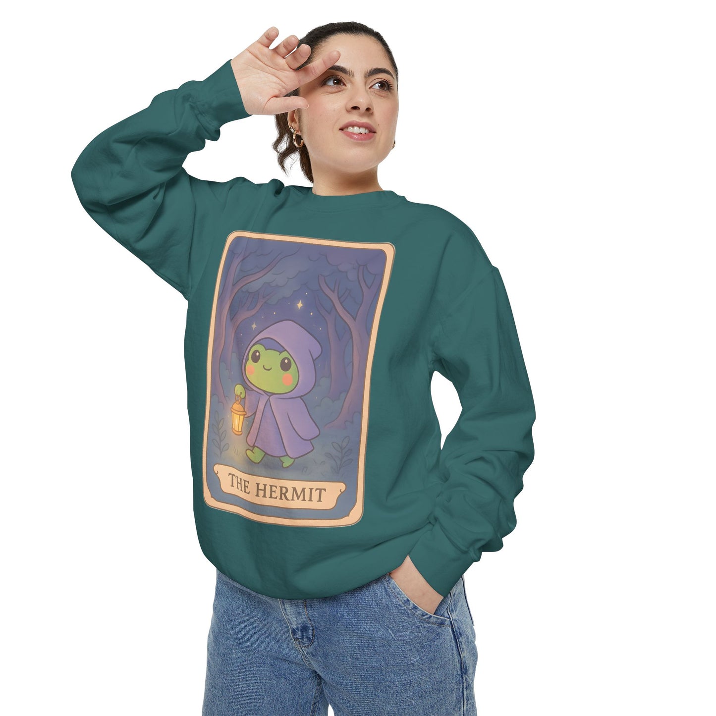 Cozy Tarotoads "The Hermit" Unisex Sweatshirt | Gift for Tarot Lovers, Astrology Apparel, Casual Everyday Wear